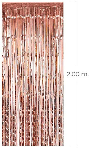 Rose Gold Foil Curtain Tinsel with 2 Meter Backdrop for Photoprop and Party Decoration 1