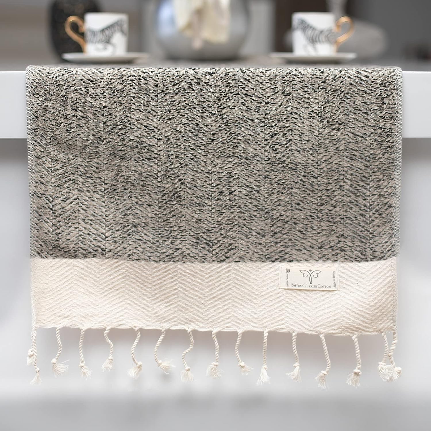 Smyrna Turkish Cotton Herringbone Series Table Runner 100% Cotton|Rectangular Table Cover & Protective Table Cloth|Made in Turkey|Doesn't Shrink| Premium Luxury (Beige, 38 x 182 cm) 1