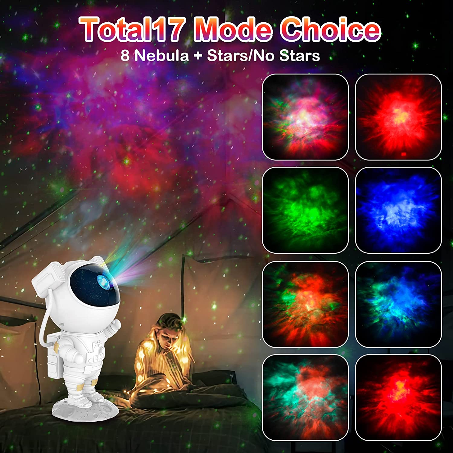 SZPACMATE Astronaut Galaxy Star Projector with Nebula, Timer & Remote Control - Bedroom & Ceiling Light Show, Perfect Gift for Kids & Adults 2