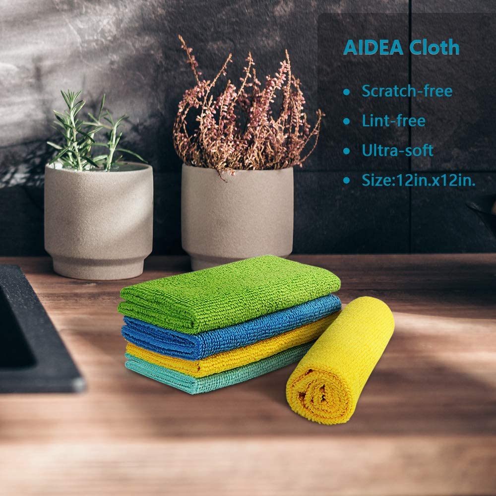 AIDEA Microfibre Cleaning Cloths (8-Pack), Multifunctional Reusable Towels, Lint-Free, Streak-Free, Washable Cloth Dusters for Home, Kitchen, Car, Motorbike, Windows (30 x 30 cm) 4