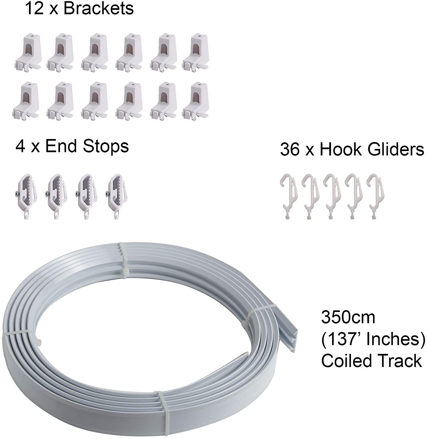 3.5m BENDABLE CURTAIN TRACK with Top and Face Fixings for Straight and Bay Windows 2