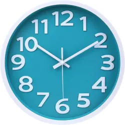 12 Inch Silent, Battery Operated, Non-ticking Wall Clock with Easy to Read Dial, Decorative Classic Analog Quartz Clock for Bedroom Office Classroom Home - Aqua
