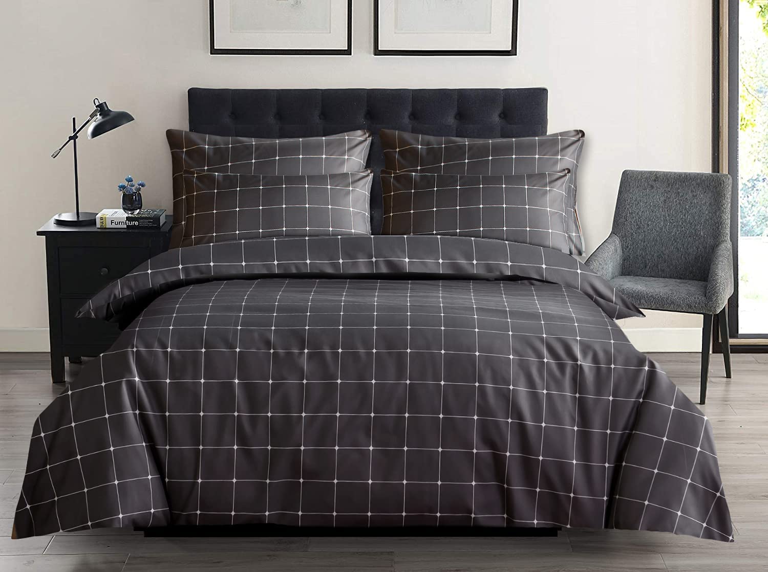 LAZZARO King Size Non-Iron Duvet Cover Bedding Set (3 Pieces with Zipper Closure + 2 Pillowcases) 4