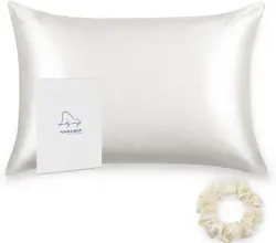 Alaska Bear 100% Mulberry Silk Pillowcase for Hair, Skin, and Health - Hypoallergenic, Standard Size 50x75cm Natural Silk Pillow Case Slip for Beauty Sleep (1pc, Ivory White)