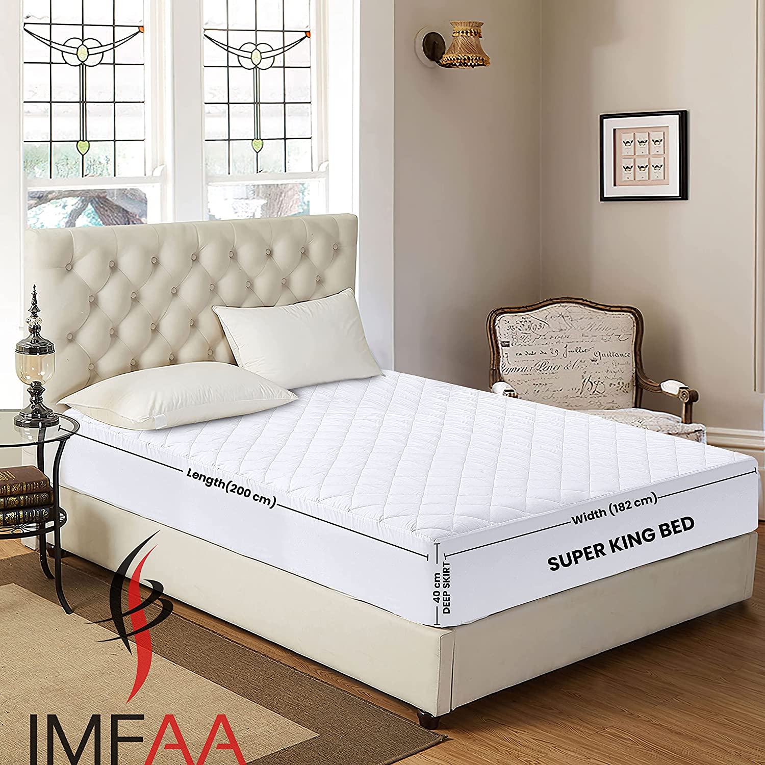 IMFAA Quilted Extra Deep Anti Allergy Mattress Cover/Topper Fitted