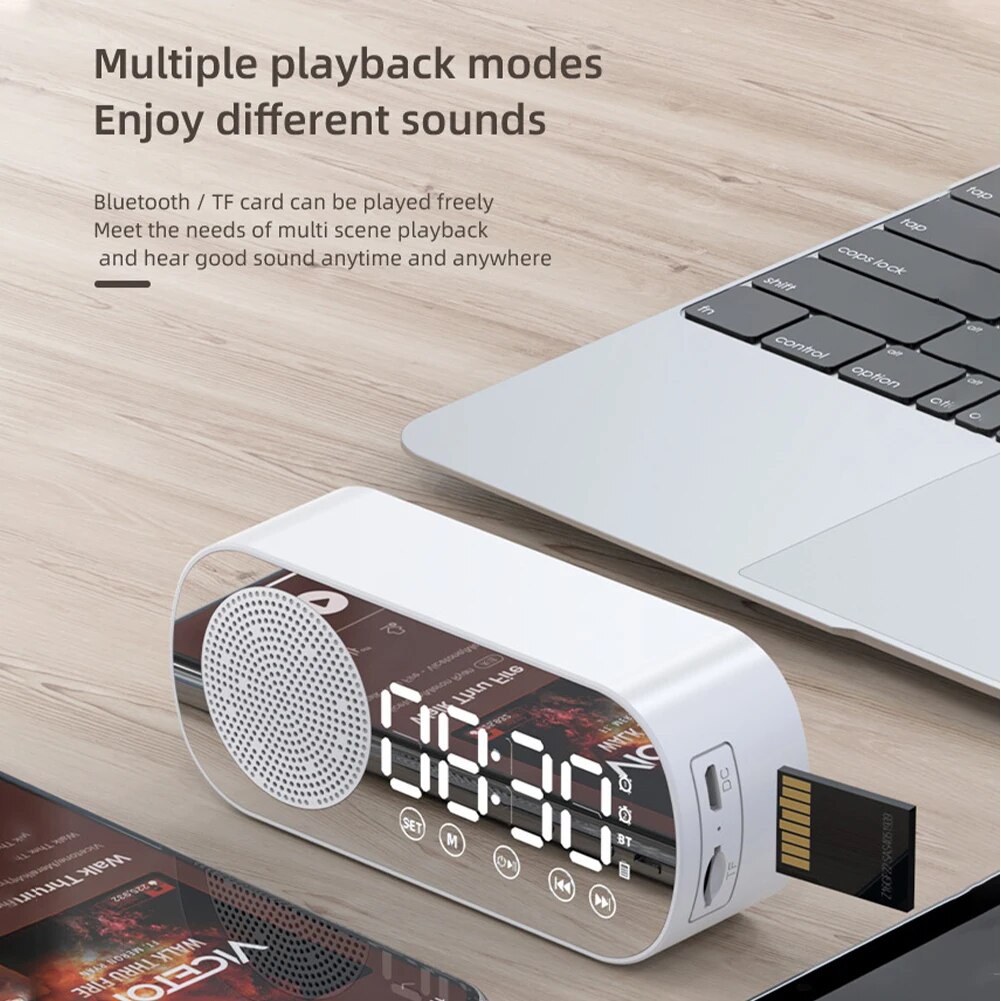 Multifunctional Wireless Bluetooth Speaker Clock Dual Alarm 2