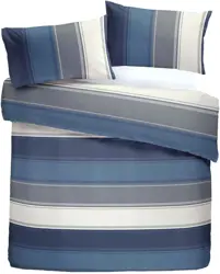 Fusion Betley Classic Blue Wide Stripe Double Bed Duvet Cover Set