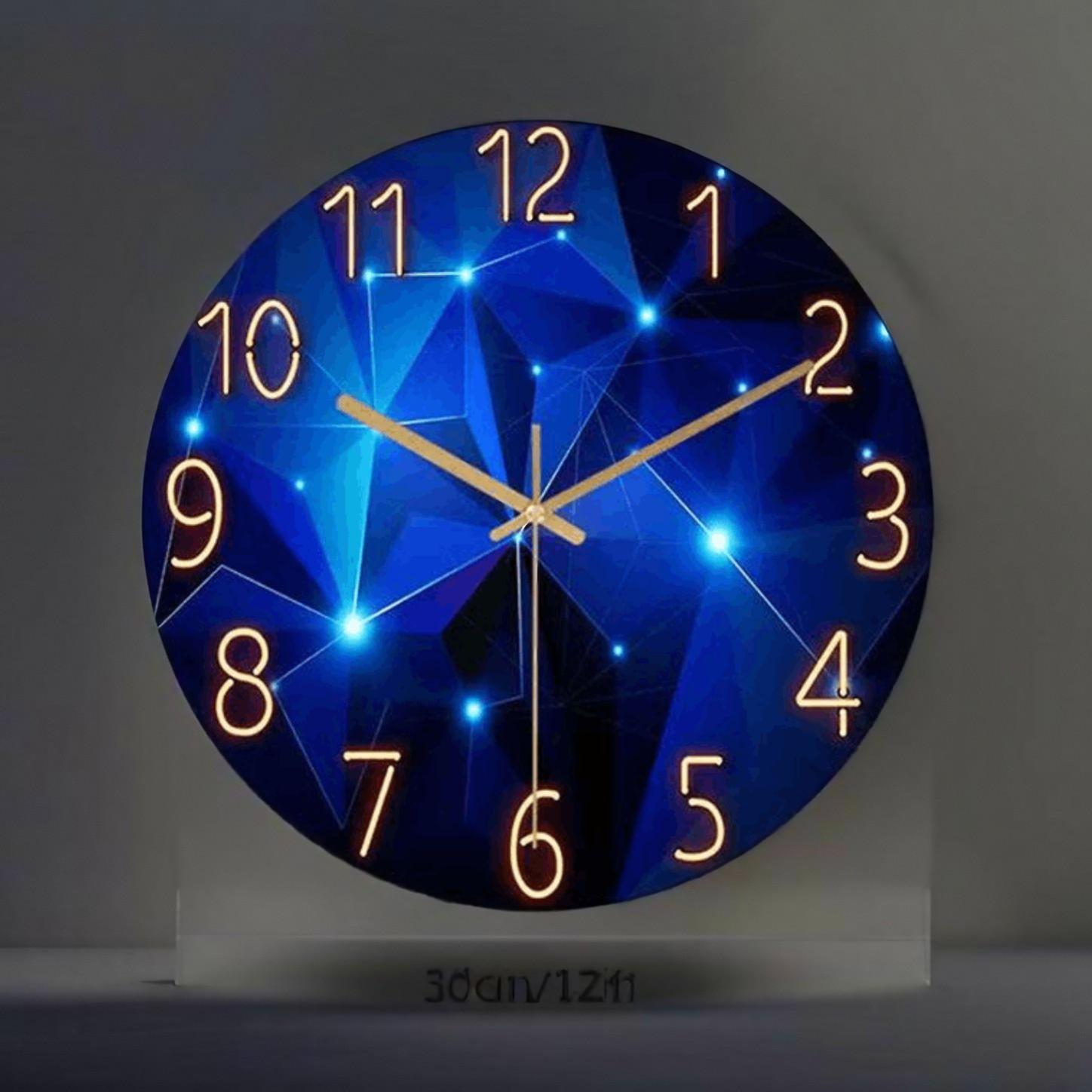 12inch Wall Clock Geometric Elements Dark Blue 2