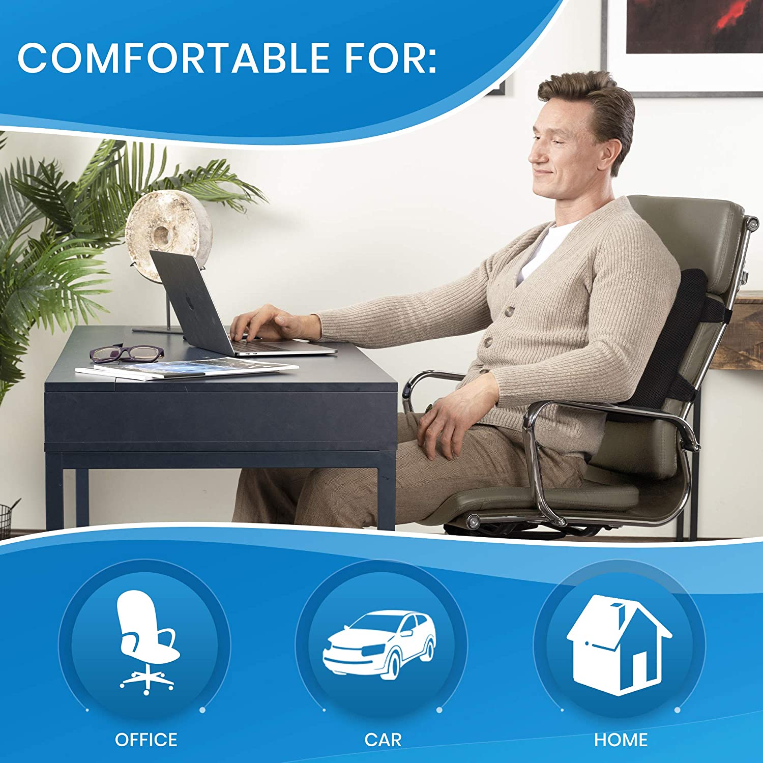Everlasting Comfort Memory Foam Lumbar Support Pillow for Office Desk Chair - Back Cushion (Black) 6